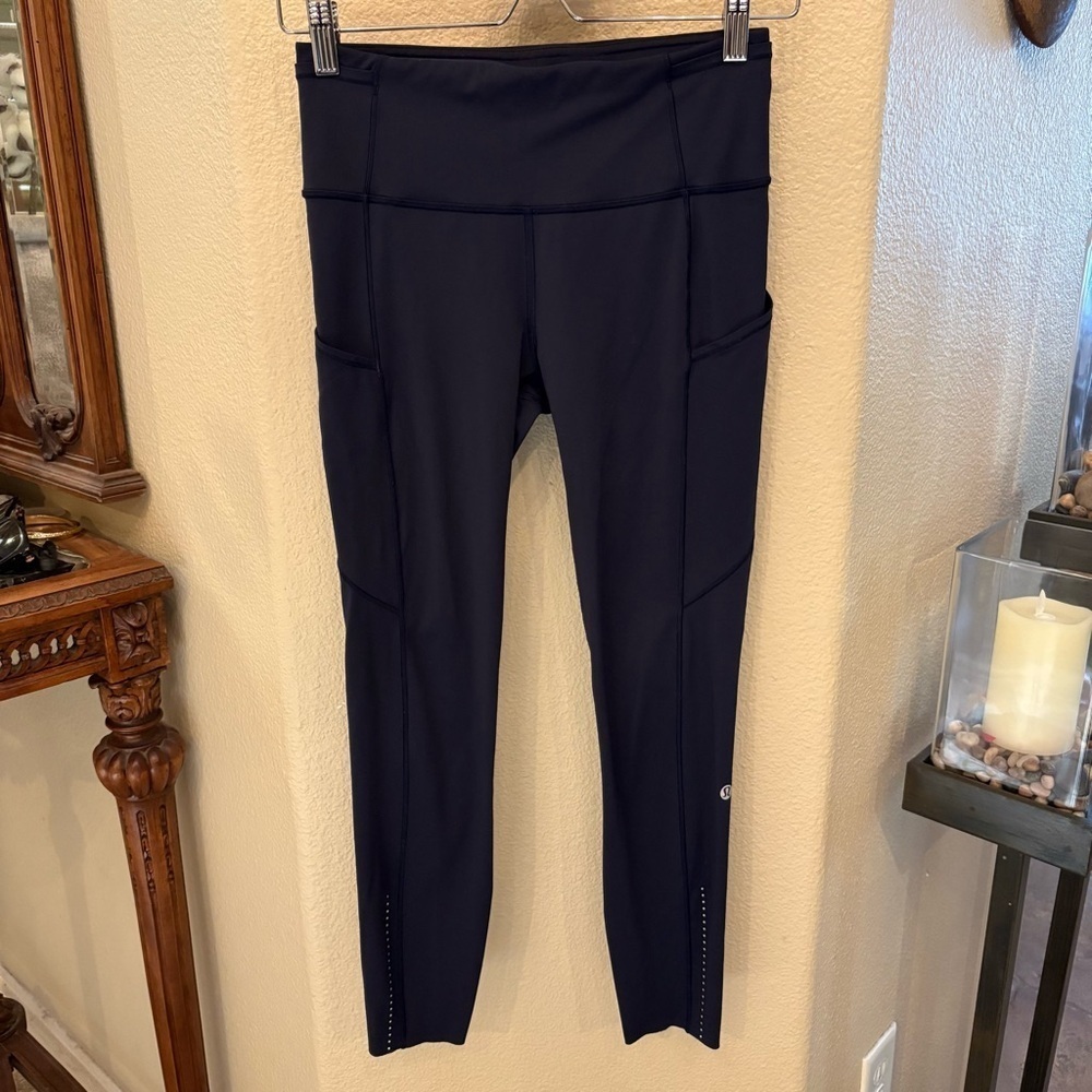 Lululemon Women Dark Purple Side Pocket Athletic Legging Size 6